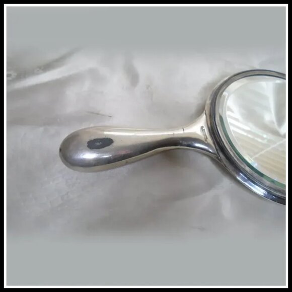 Antique Art Nouveau Hand Mirror, Warranted Quadruple Plated Silver - Picture 6 of 15